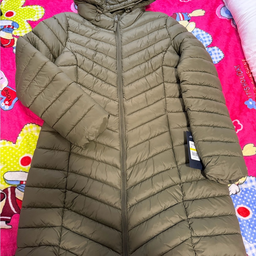 Women’s Tommy Hilfiger Olive Hooded Quilted Puffer Coat
